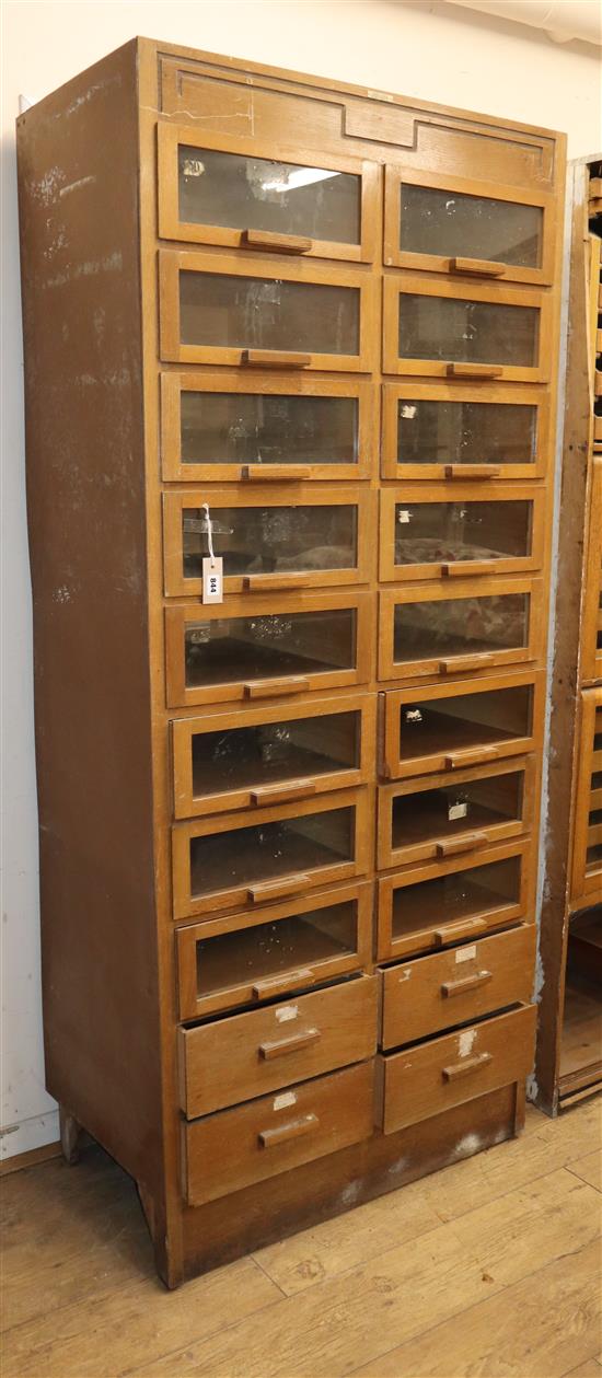 An early 20th century Dudley & Co. twenty drawer shop cabinet W.85cm